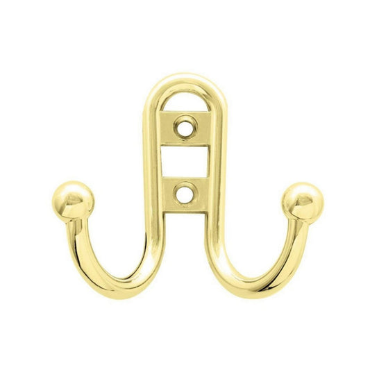 Liberty B46115Z-PB-C 2-7/10 in. Ball End Double Wall Hook, Polished Brass